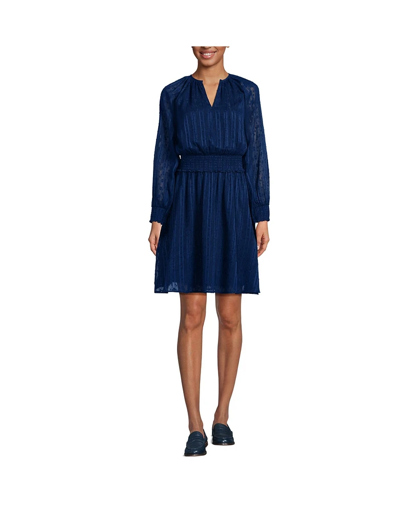 Lands' End Women's Chiffon Clip Dot Dress