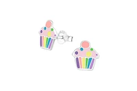 Lily Nily Girls Rainbow Cupcake Stud Earrings in Sterling Silver