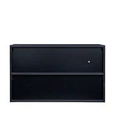 Slickblue Black Glass Door Shoe Storage Cabinet with Rgb Led Light for Modern Organization