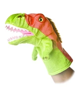 Aurora Medium Velociraptor Hand Puppet Interactive Plush Toy Green 10"