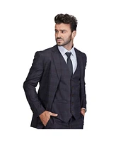 Gino Vitale Men's 3 Piece Slim Fit Tailored Check Suit