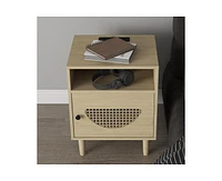 gaomon Boho Rattan Nightstand with Charging Station