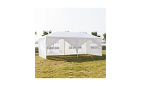 Slickblue Six-Sided Waterproof Tent with Two Doors and Spiral Tubes, Ideal for Outdoor Use in White