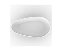 gaomon 67"Solid Surface Freestanding Bathtub, Contemporary Oval Shape Soaking Tub, Egg Shell Stone Resin Stand Alone Bathtub With Pop-Up Drain and Ove