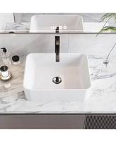 gaomon 22'' x 16''Vessel Sink White Undermount Bathroom Sink Rectangle