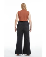 Bayeas Women's High Rise Wide Leg With Frayed Hem Raven