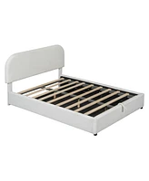 Teddy Fleece Full Size Upholstered Platform Bed with Hydraulic Storage System, Gray
