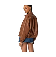 Edikted Women's Halley Faux Leather Bomber Jacket