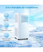 Costway 7100 Btu (10000 Btu Ashrae) Portable Air Conditioner 3-in-1 10000 Btu Ac Unit with Dehumidifier & Cool &Fan