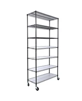 Slickblue 7-Tier Heavy-Duty Metal Wire Shelving Unit, 2450 lbs Capacity with Wheels & Liners for Kitchen, Garage, Closet - 81.5"H x 48"L x 18"D