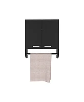 Depot E-Shop Huslia Medicine Cabinet with 2 Shelves and Doors, Black Wengue