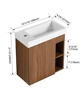 Compact Wall Vanity with Resin Sink and Soft-Closing Hinges