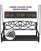 Inolait Outdoor 2-Person Metal Porch Swing Chair with Chains