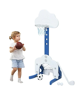 Hongge 3-in-1 Kids Adjustable Basketball Hoop Set with Balls