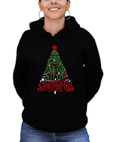 La Pop Art Women's Have Yourself a Merry Little Christmas Word Hooded Sweatshirt