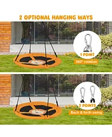 Hongge 40 Inches Saucer Tree Swing Round with Adjustable Ropes and Carabiners-Yellow