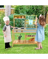 Hongge Outdoor Kids Mud Kitchen with Faucet and Water Box