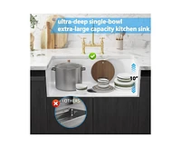 gaomon White Farmhouse Sink inch Fireclay Apron Front Single Bowl Kitchen Sink Deep Drop In Farm Sink Undermount with Bottom Grid & Strainer Drain