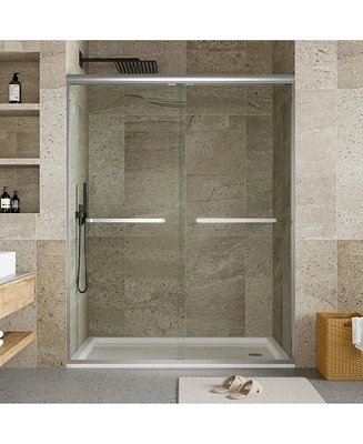 gaomon 56-60" W x 72" H Double Sliding Shower Door, Thick Tempered Glass