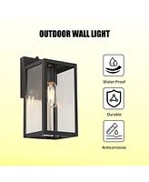Flynama Dusk to Dawn Sensor Outdoor Wall Light, Waterproof Outdoor Wall Lamps, Wall Sconce with Seeded Glass, Matte Black