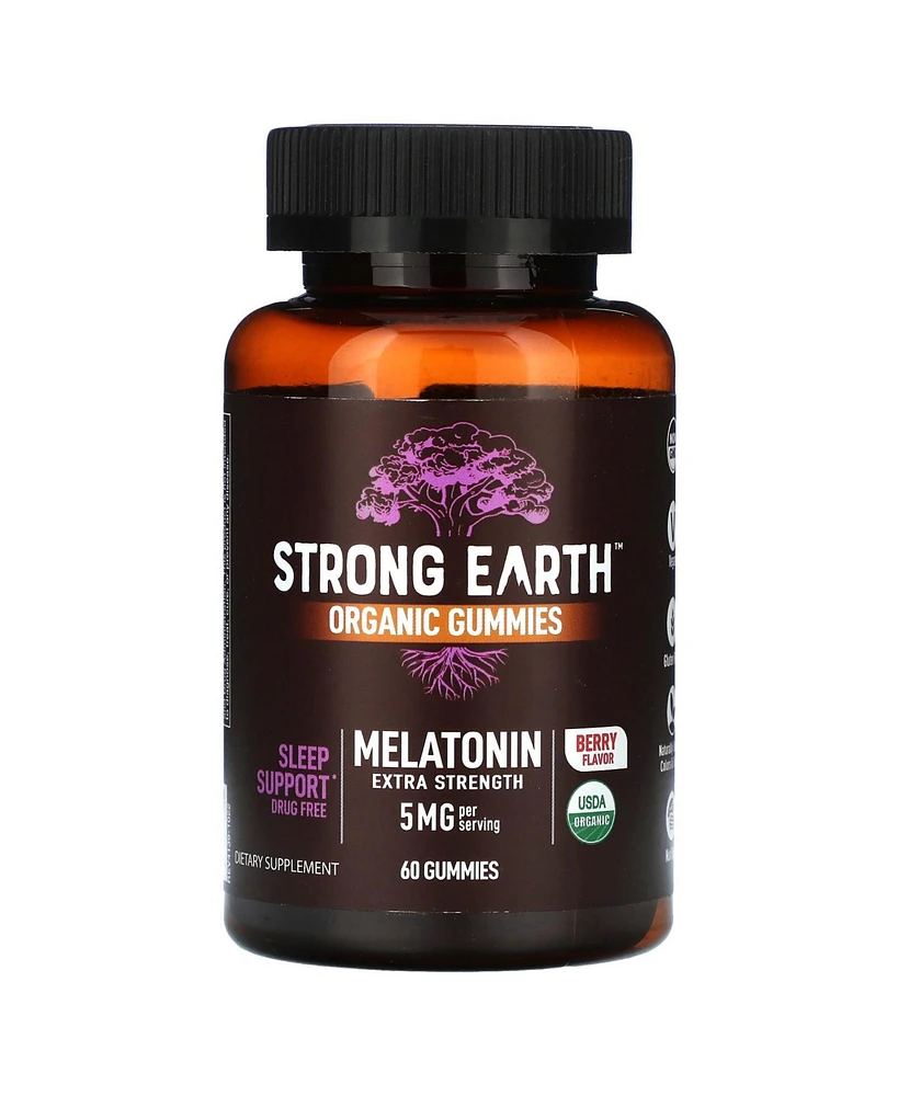 YumVs Strong Earth Organic Gummies Melatonin Extra Strength Berry 5 mg