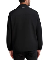 Karl Lagerfeld Paris Men's Slim Fit Textured Snap-Front Logo Jacket