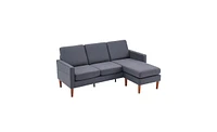 Slickblue Fabric Upholstered 3-Seater Modular Sofa with American-Style Armrests and Chaise Lounge for Indoor Use