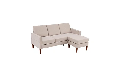 Slickblue Fabric Upholstered 3-Seater Modular Sofa with American-Style Armrests and Chaise Lounge for Indoor Use