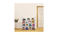 Slickblue Set of 2 Gray 4-Tier Shoe Rack Towers for Bedroom, Entryway, Hallway, and Closet Storage Organizer