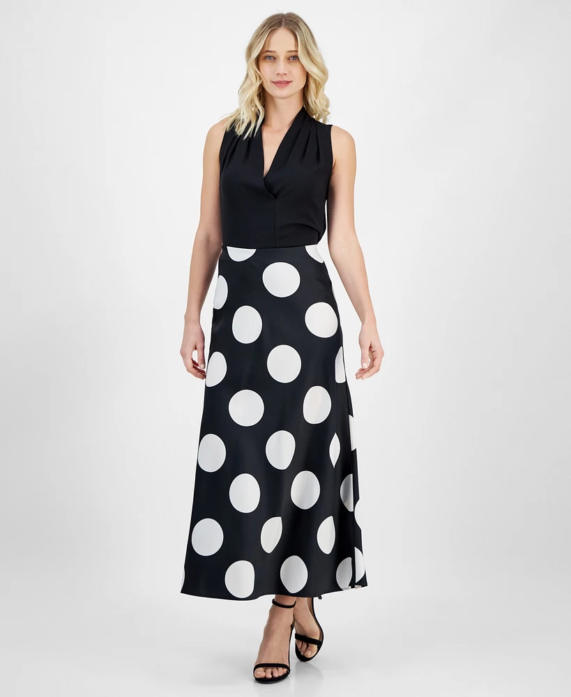 Anne Klein Women's Dot-Print Pull-On Midi Skirt