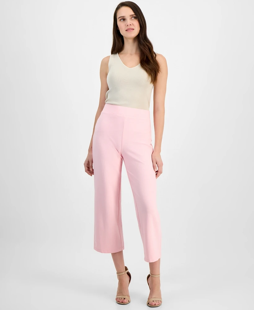 Anne Klein Women's Cropped Wide-Leg Knit Pants