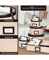 Florida Brands 5-Piece Set China Storage Containers with Dividers - Holds Set of 12 Dinnerware