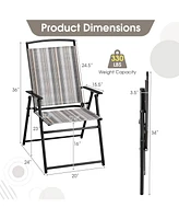 Sugift Set of 2 Patio Folding Sling Chairs Space-saving Dining Chair