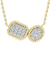 Diamond Double Cluster Rope-Framed Pendant Necklace (1/3 ct. t.w.) in 14k Gold, 16" + 2" extender