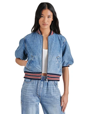 Steve Madden Women's Zamora Denim Bomber Jacket