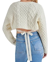 Steve Madden Women's Kessie Cable Knit Tie Back Sweater