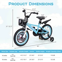 16" Kid s Bike for 4-7 with Height-Adjustable Handlebar & Saddle Handbrake