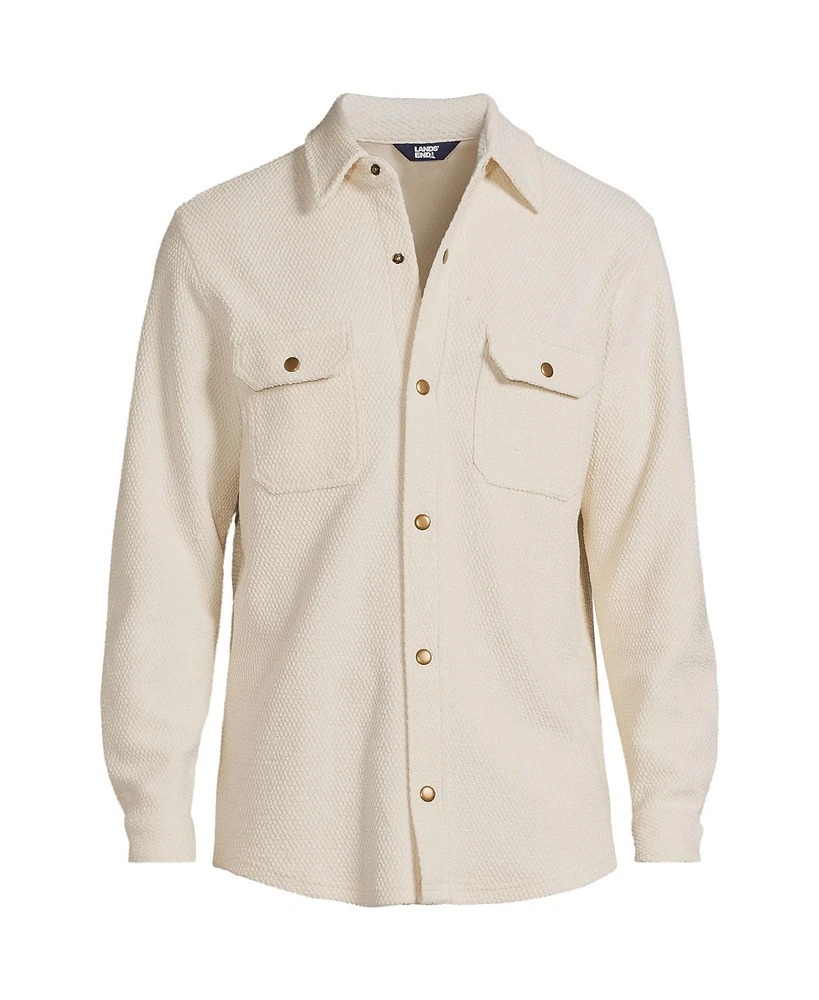 Lands' End Men's Long Sleeve Terry Textured Shirt Jacket