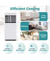Costway 5000 Btu (8000 Btu Ashrae) Portable Air Conditioner with Dehumidifier & Fan Sleep Mode & 24H Timer