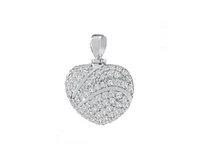 Sterling Silver .925 Cremation White Stone Heart 1 inch Pendant with 18 inch Necklace