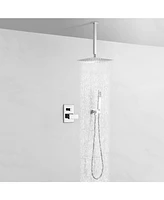 Mondawe 10 Inches Brass Bathroom Shower System Luxury Rain Mixer Shower Combo Set Wall Mounted