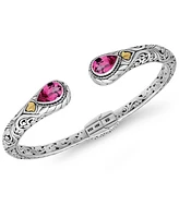 Devata Topaz & Bali Cuff Bracelet in Sterling Silver and 18K Gold Accents
