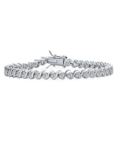 Bling Jewelry Jewelry 20 Ct Cz Round Solitaire Swirl S Wave Link Tennis Bracelet For Women Plated Silver Rhodium 77.5 Inch