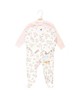 Hudson Baby Girls Thermal Zipper Sleep and Play 2pk, Soft Pink Sage Rose, 0-3 Months