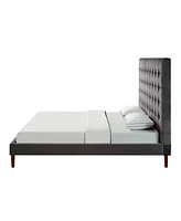 Inspired Home Telford Velvet Button Tufted Platform Bed King