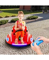 Hongge 12V Electric Ride On Car with Remote Control and Flashing Led Lights-Red