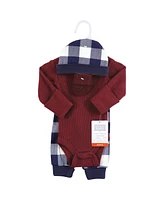 Hudson Baby Baby Boys Thermal Preemie Layette Set 4pc Long Sleeve Outfit, Navy Plaid, Preemie