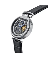 Heritor Automatic Lincoln Leather-Band Skeleton Watch with Moon Phase