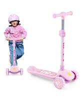 Hongge Folding Kids Scooter with Extra Wide Deck and Led Lighted Pu Wheels