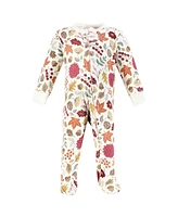 Hudson Baby Baby Girls Thermal Zipper Sleep and Play 2pk, Acorn Botanical, 6-9 Months